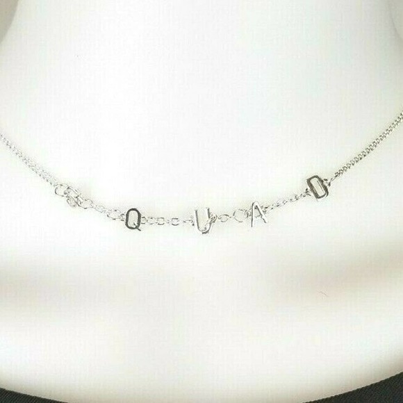 NWT S Q U A D Necklace Silver Adjustable - Picture 1 of 3